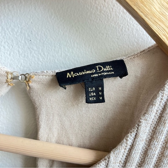 Massimo Dutti Ribbed Stretch Knit Sleeveless Maxi Dress Womens Size Medium Beige - Picture 4 of 10